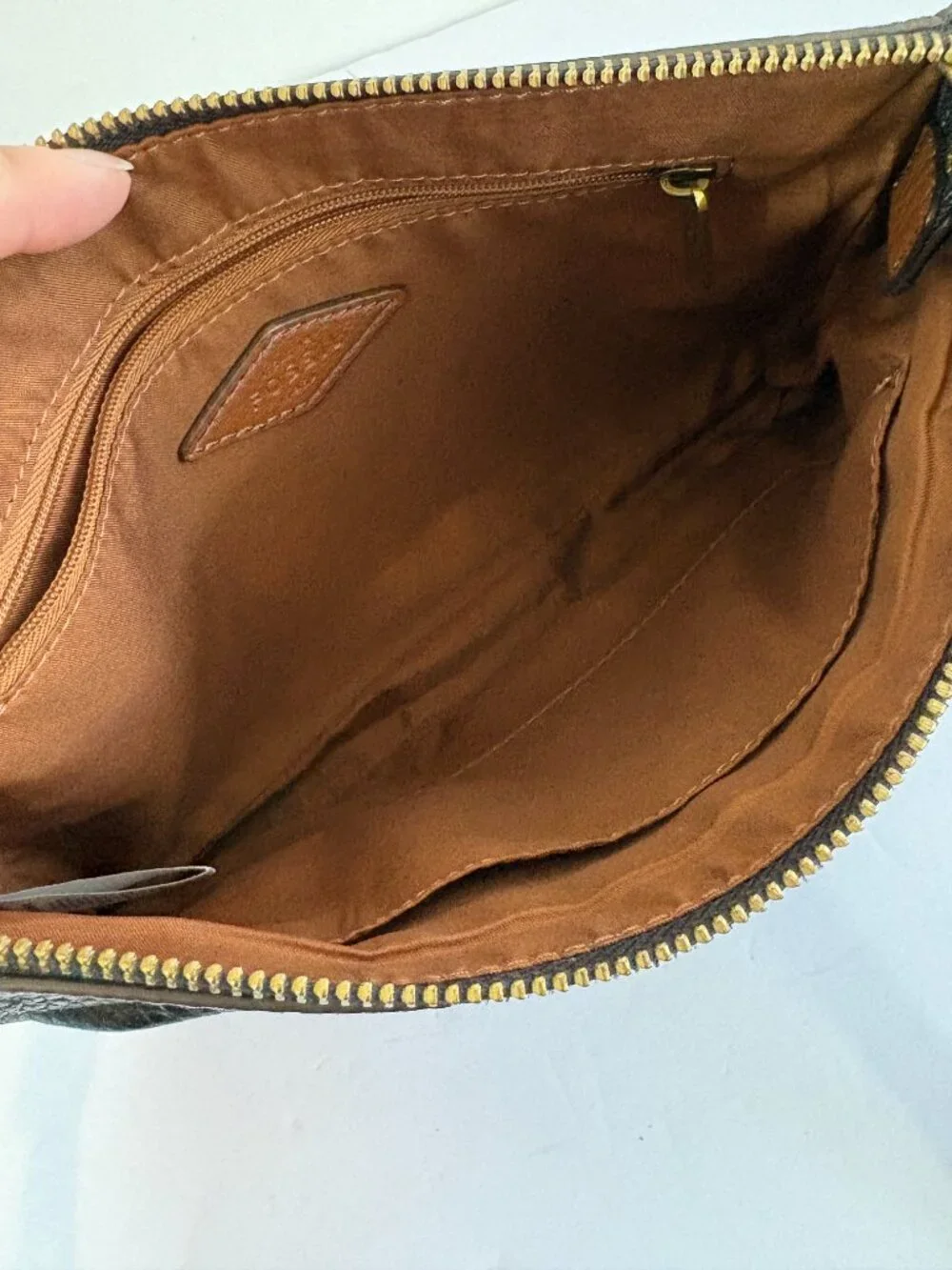 Fossil Black & Brown Leather Crossbody Purse
